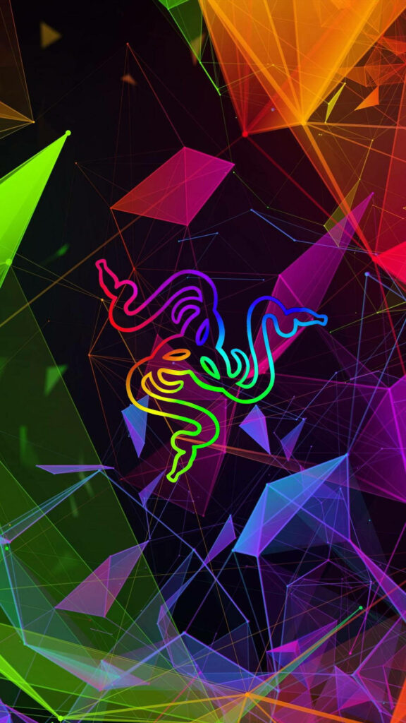 Vibrant Rainbow Surrounds Razer's Gamer Logo in a Brilliant Multicolored Background Wallpaper