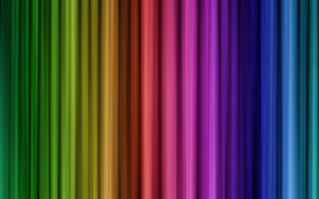 Vibrant rainbow vertical lines wallpaper with smooth brushed spectrum from green to deep blue
