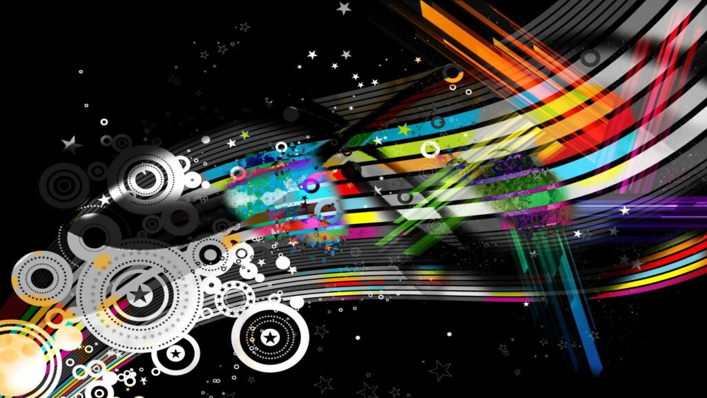 Vibrant Rainbow Circles & Stripes Wallpaper – 1920x1080 Background