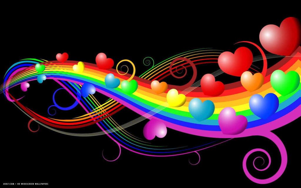 Colorful Heart-Filled Rainbow Wallpaper Background of Love & Unity