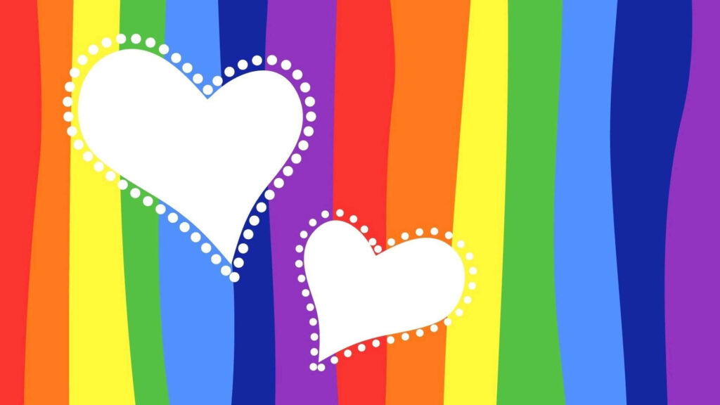 Vibrant Rainbow Wallpaper with Heart Design – Love & Positivity