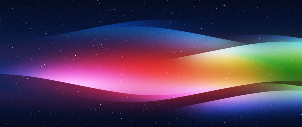 Vibrant Rainbow Wallpaper: Wave Patterns on Starry Background