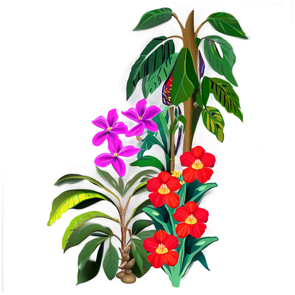Vibrant Rainforest Flower Wallpaper: Lush Tropics Background