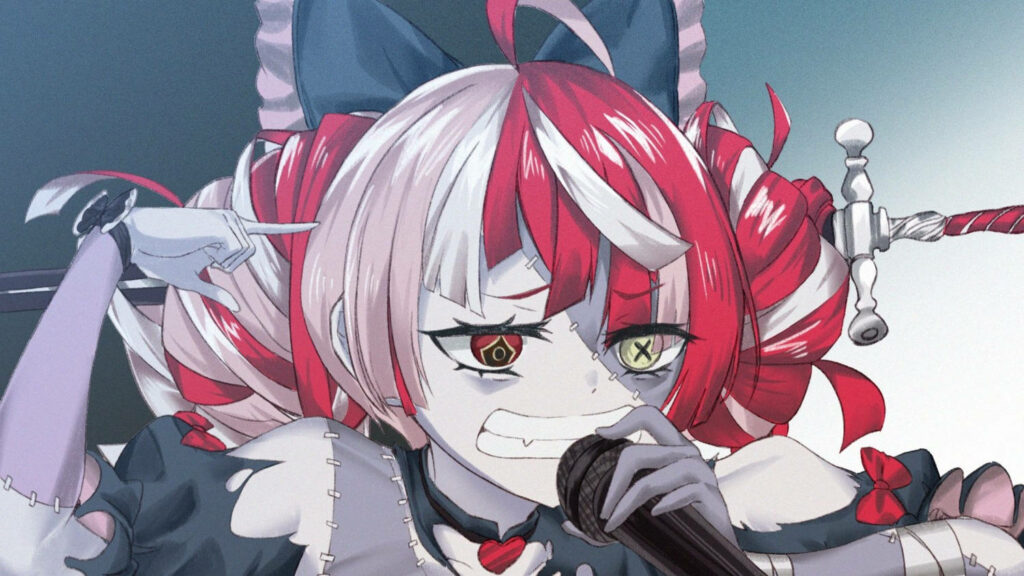 Vibrant Rapping Zombie Anime Wallpaper - Edgy Horror & Music Art