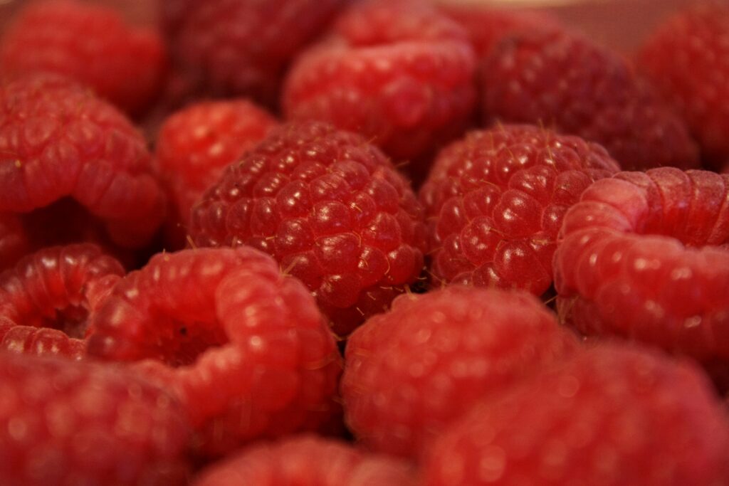 Vibrant Macro Wallpaper of Juicy Red Raspberries - Nature's Texture