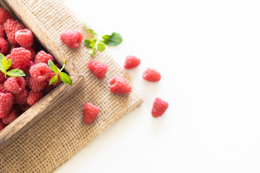 Vibrant Raspberry Wallpaper with Mint on Textured Burlap Background