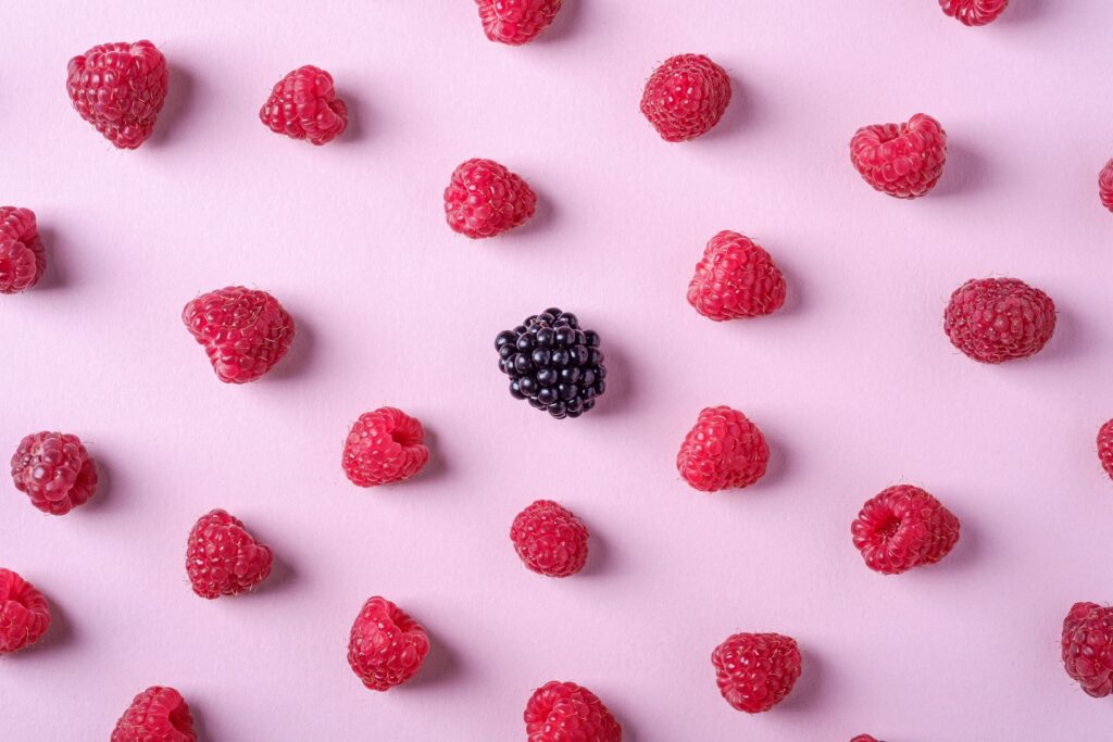Vibrant Raspberry and Blackberry Wallpaper on Soft Pink Background