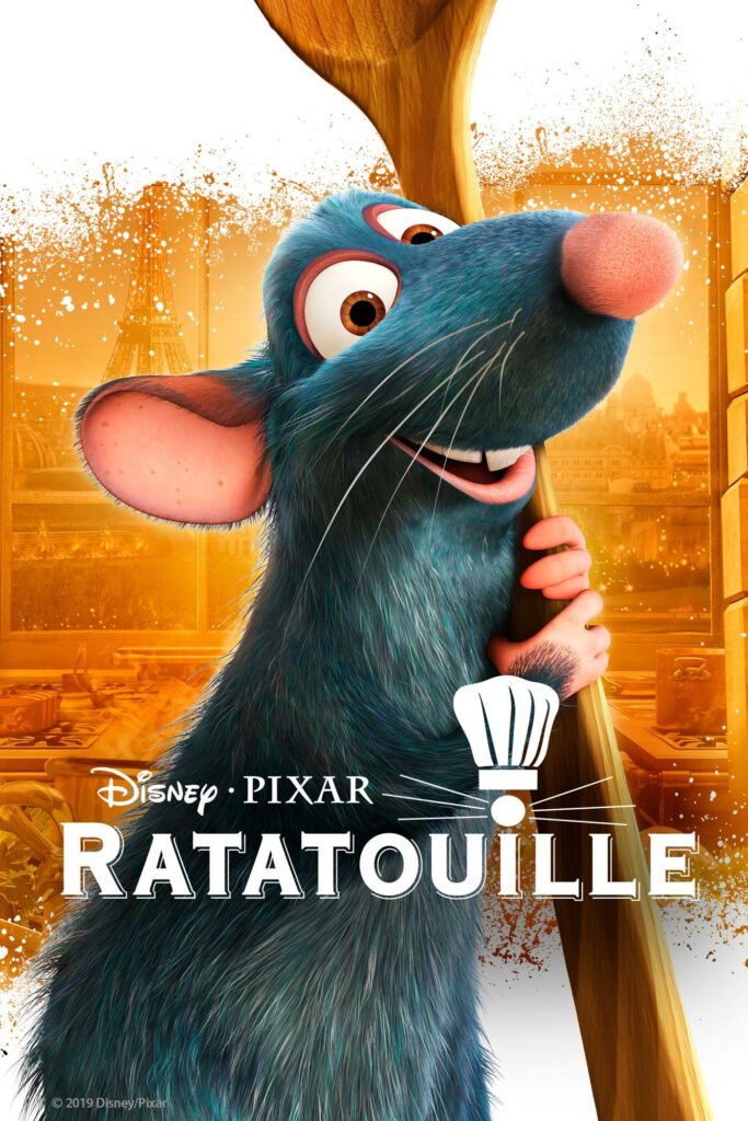 Vibrant Remy Wallpaper: Chef Rat with Paris Skyline Background