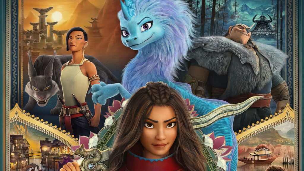 Raya and the Last Dragon Wallpaper: Vibrant Collage of Key Characters