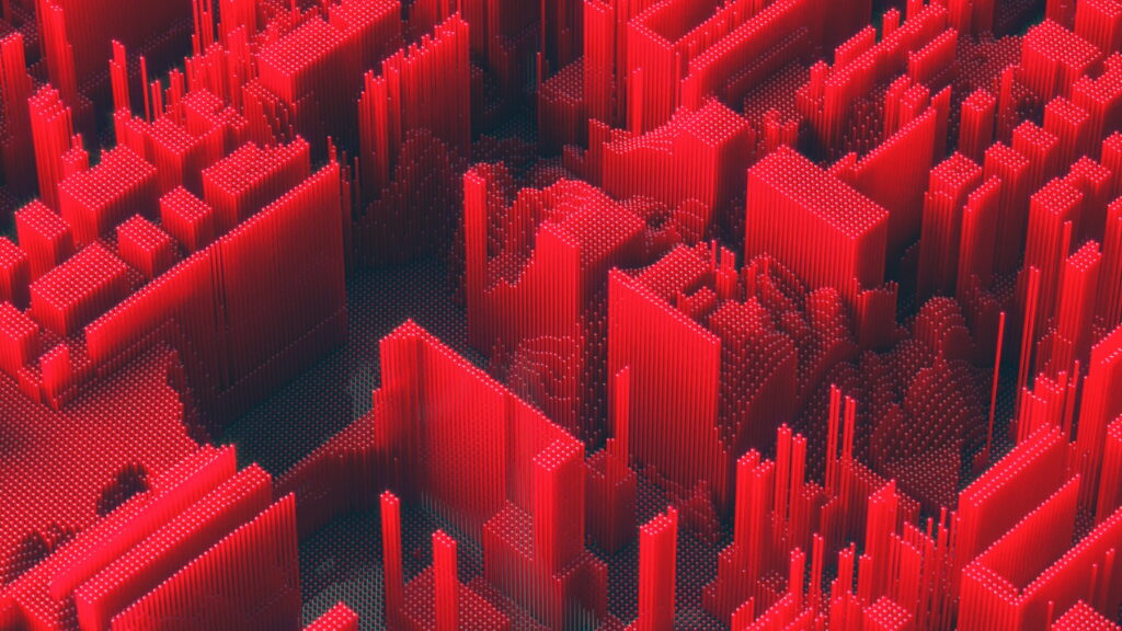 Vivid Red Geometric Abstraction: Striking QHD Wallpaper from Behance