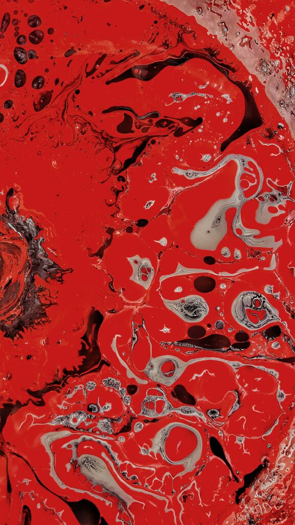 Vibrant Abstract Wallpaper: Fluid Red Patterns & Black/White Details