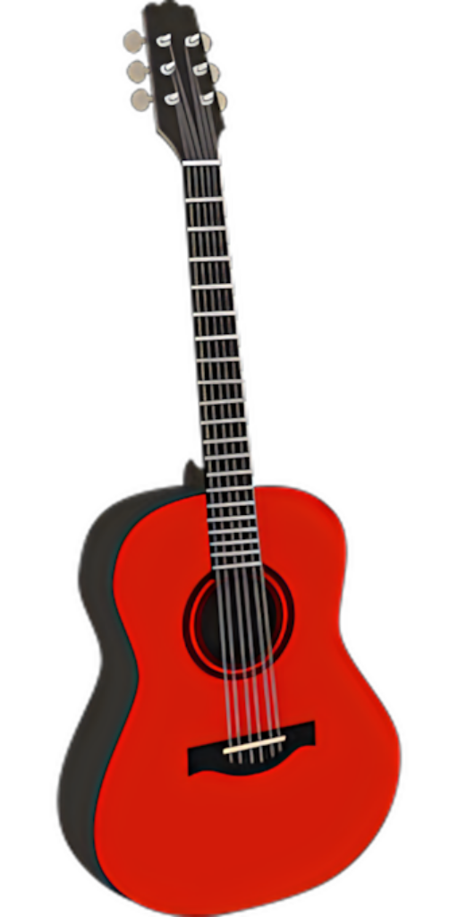 Vibrant Red Acoustic Guitar Wallpaper on Transparent Background