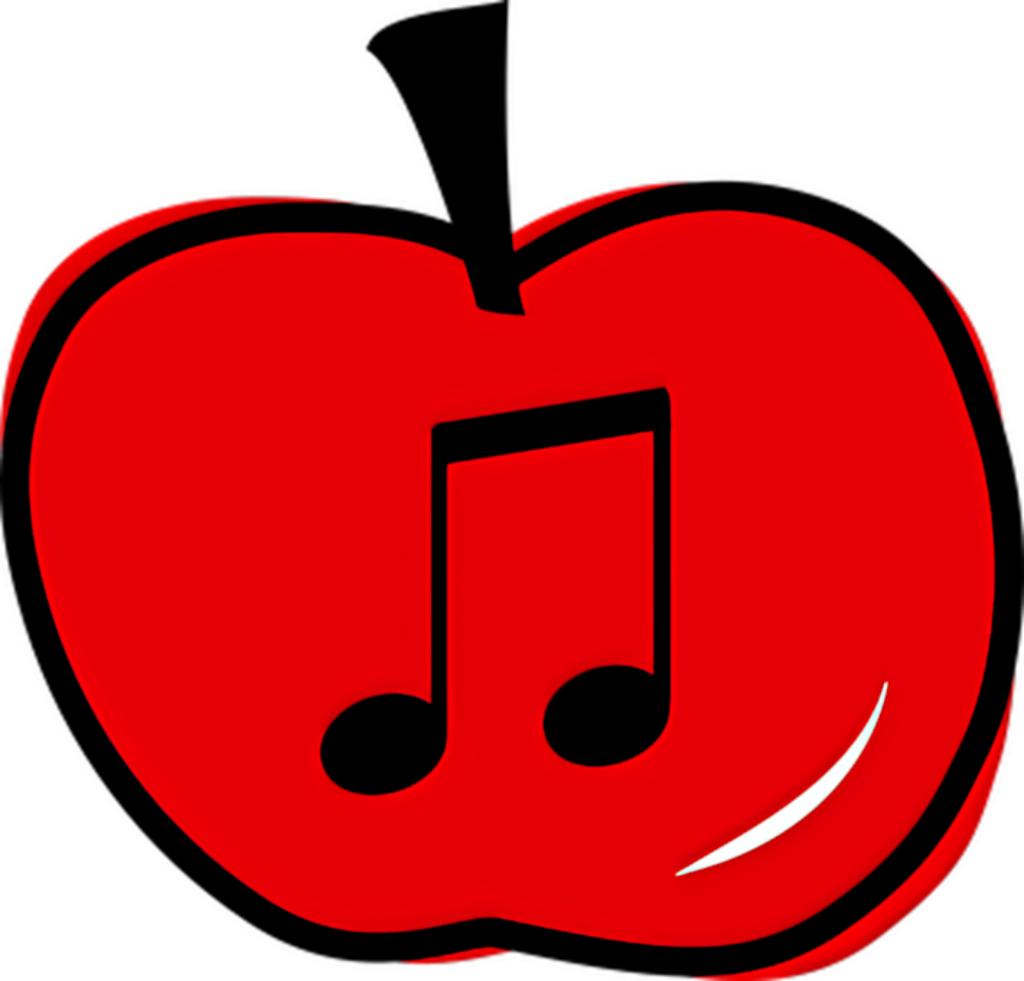 Vibrant Red Apple & Bold Black Note: Creative Wallpaper Background