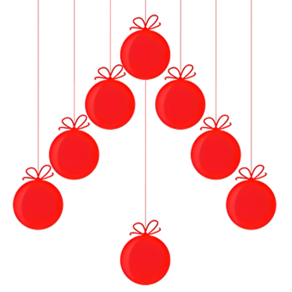 Vibrant Red Bauble Christmas Tree Wallpaper on Black Background