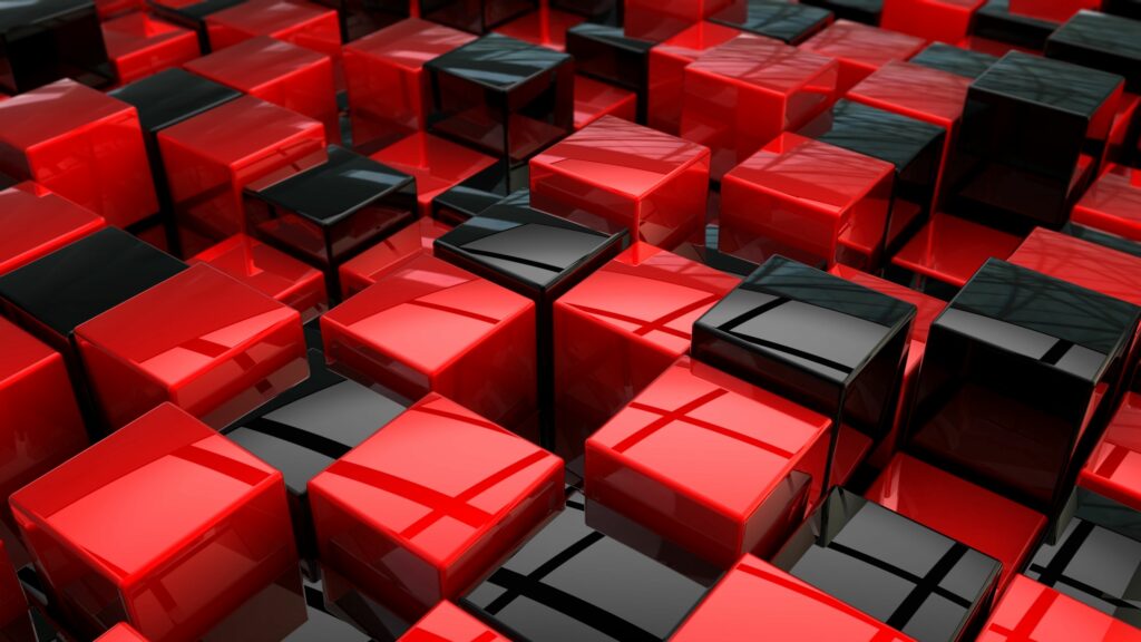 Vibrant Red & Black 3D Cube Wallpaper - High-Res Background