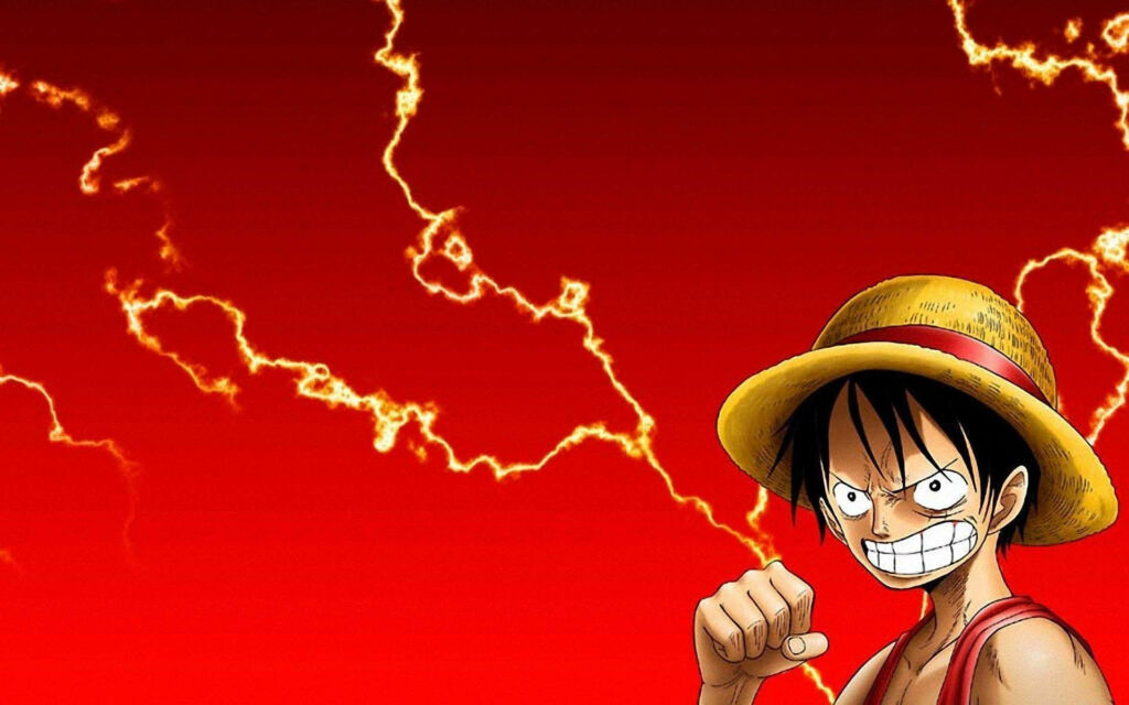 Red-hot Encounter: Luffy Unleashes his Unbreakable Spirit! Wallpaper