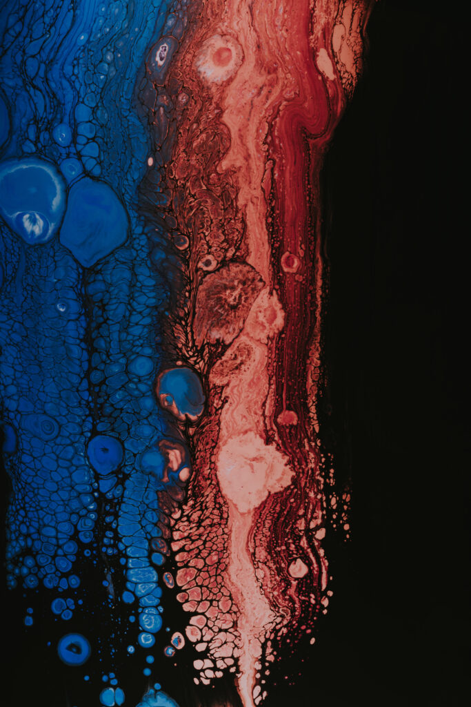 Vibrant Abstract Liquid Wallpaper: Red & Blue Textures Background