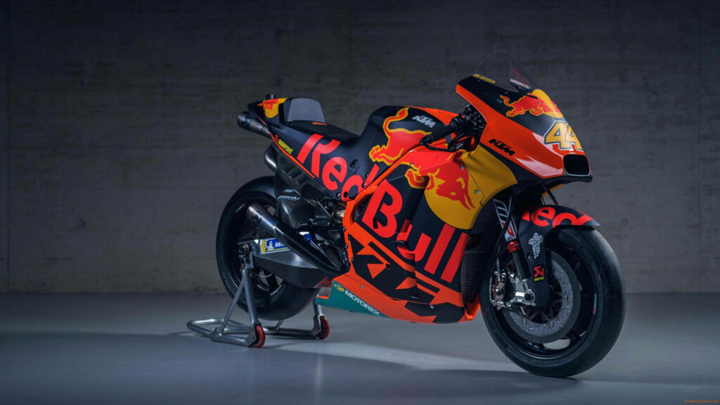 Vibrant Red Bull KTM Racing Bike 4K Wallpaper for Motorsport Fans