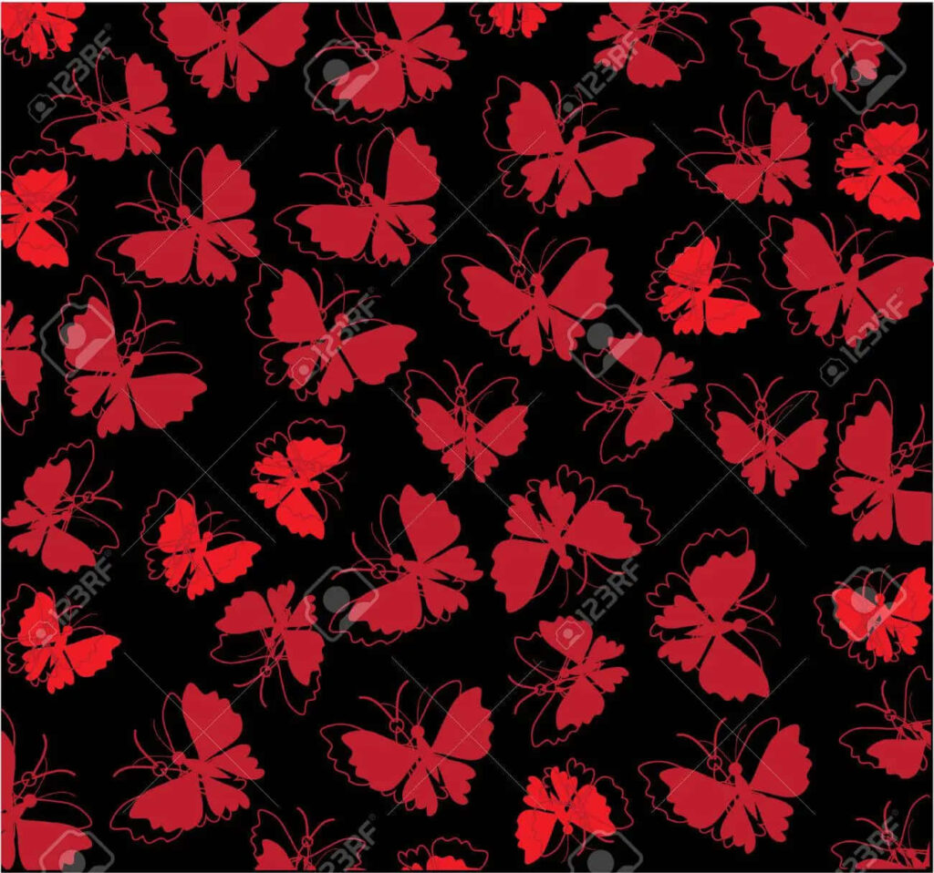 Vibrant Red Butterflies on Sleek Black Wallpaper Background