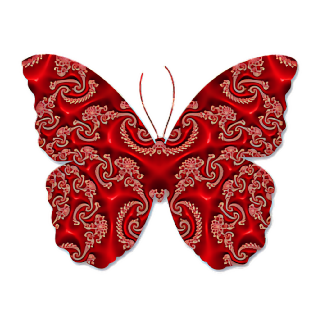 Elegant Red Butterfly with Paisley Patterns - Stunning Wallpaper Design
