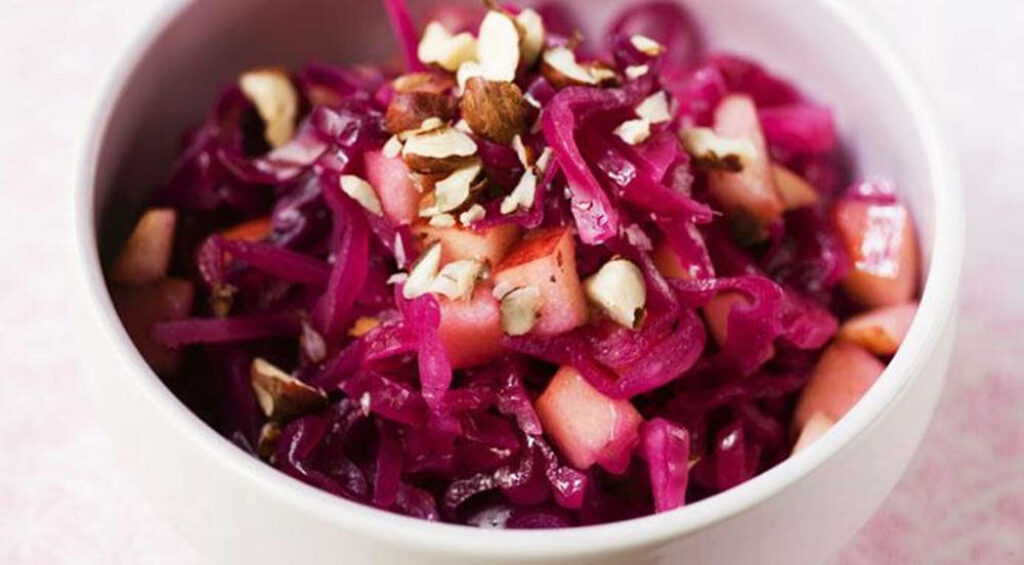 Vibrant Red Cabbage Salad with Walnuts - Fresh Vegetable Wallpaper