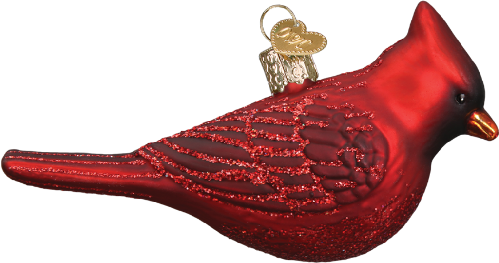 Vibrant Red Cardinal Christmas Ornament Wallpaper for Festive Decor