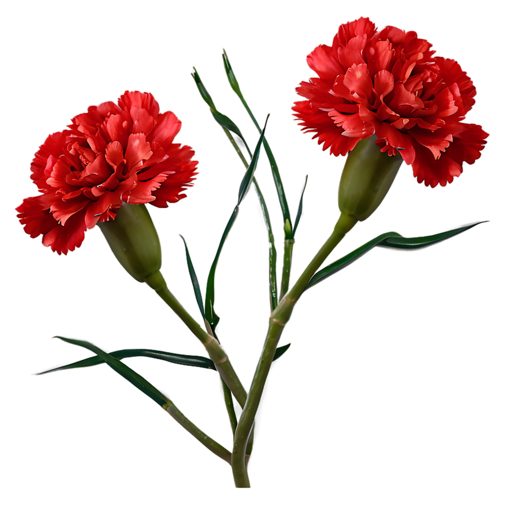 Vivid Red Carnation Flowers Wallpaper on Transparent Background