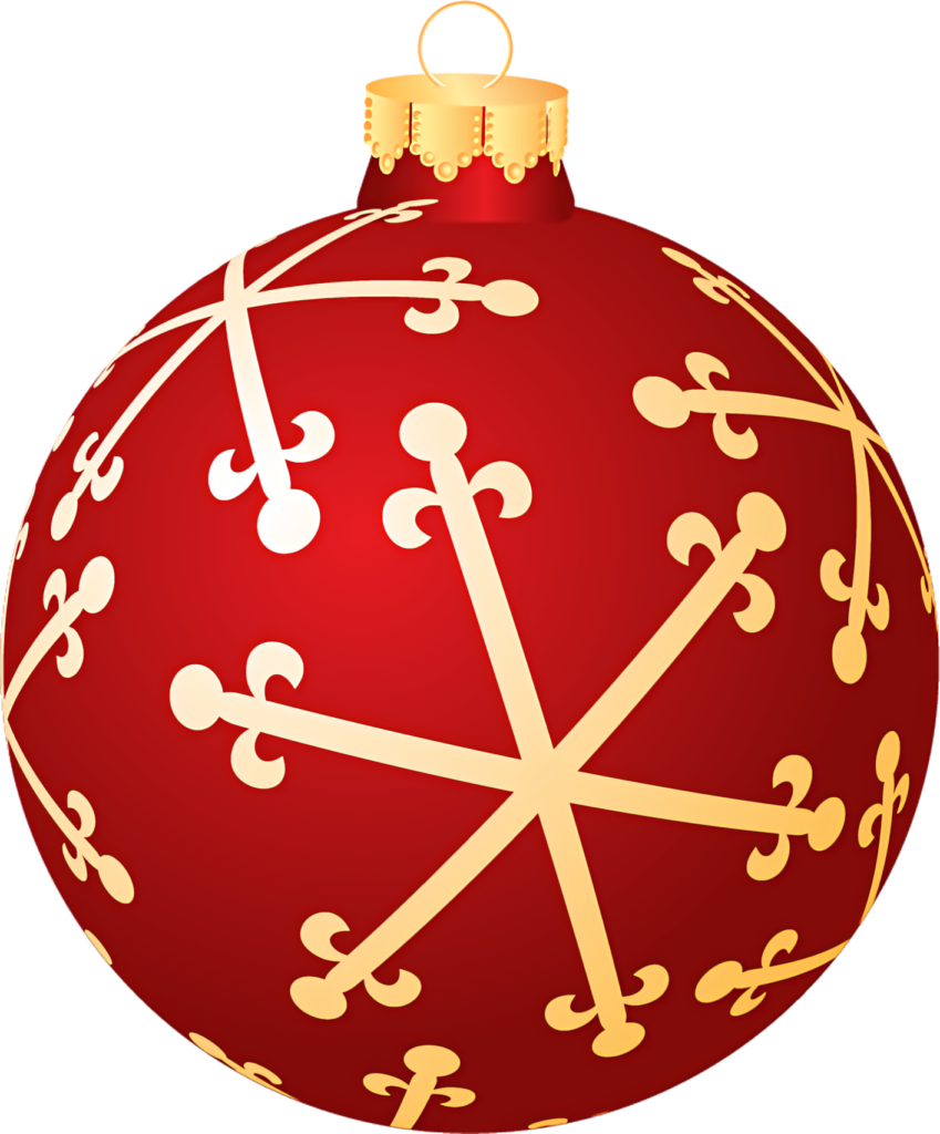 Vibrant Red Christmas Ball with Elegant Golden Snowflake Designs Wallpaper