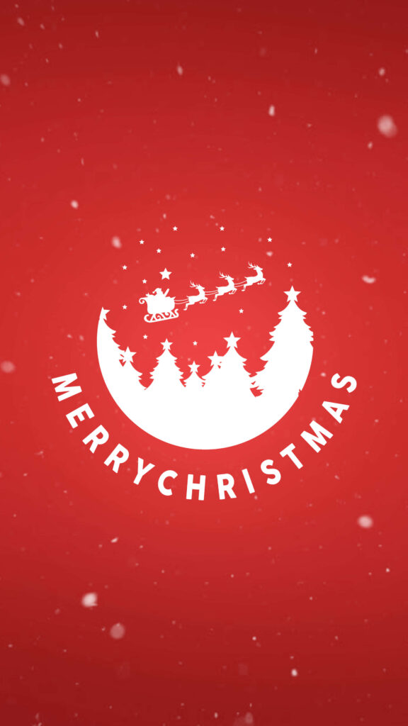 Vibrant Red Christmas Wallpaper with Santa, Snowy Forest & Cheerful Message
