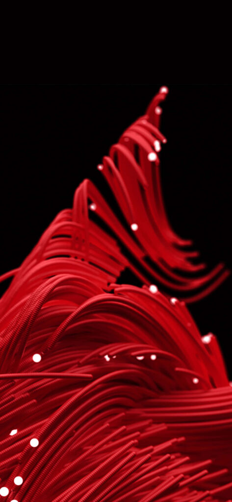 Vibrant Red Christmas iPhone Wallpaper with Swirling Ribbons