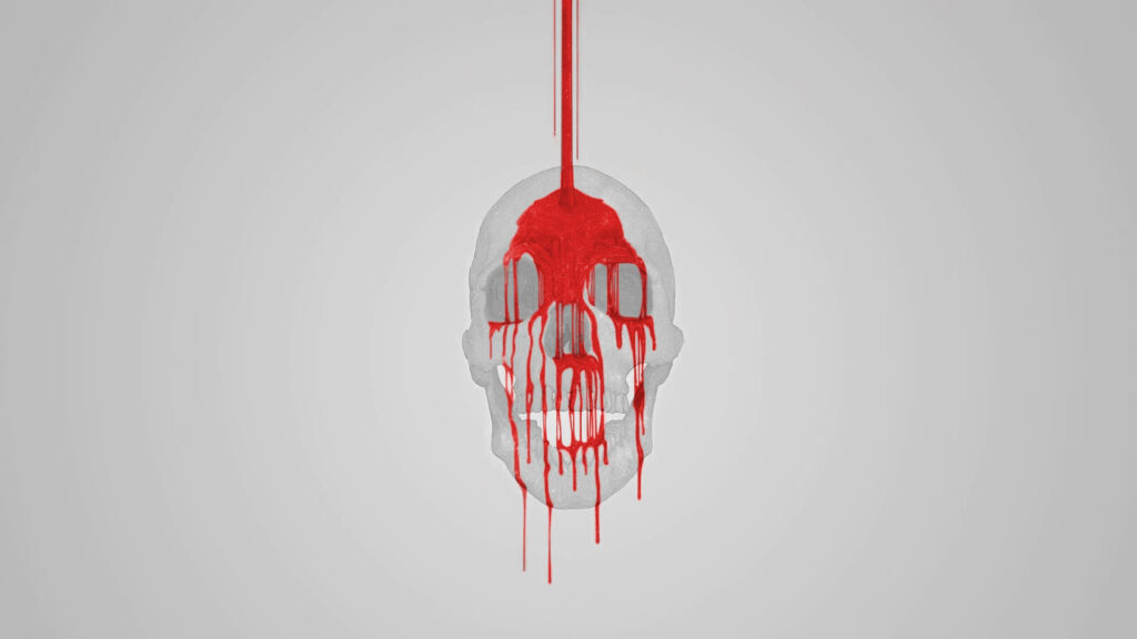 Bloodstained Skull: A Haunting iPhone Wallpaper on a Clean Canvas