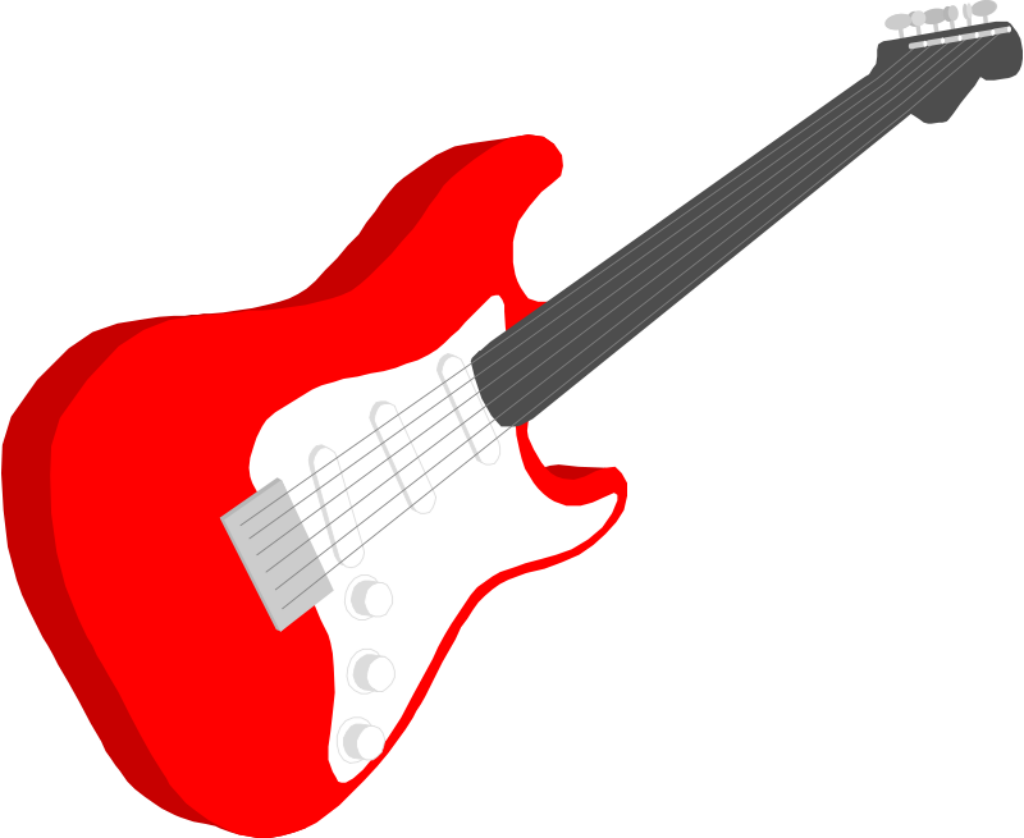 Vibrant Red Electric Guitar Illustration - Glossy Design Wallpaper