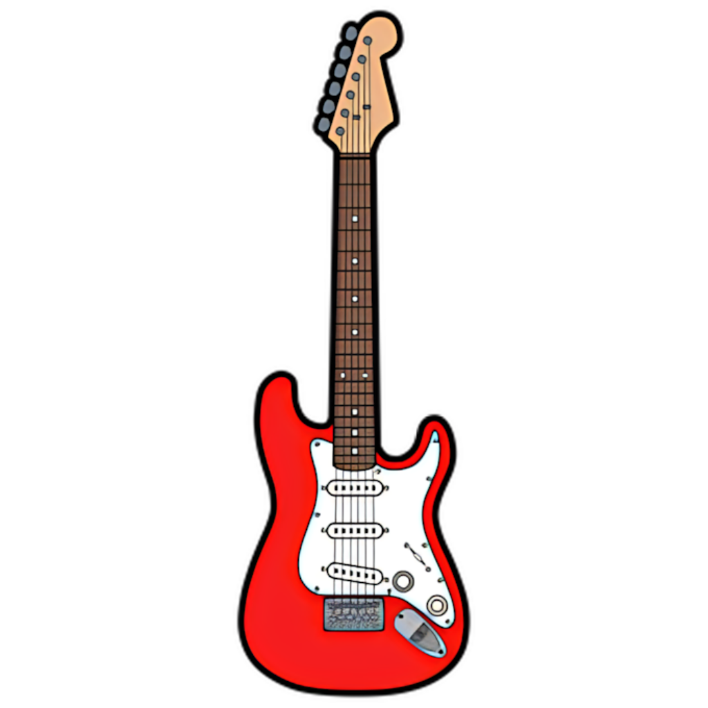 Vibrant Red Electric Guitar Wallpaper: Modern Design on Black Background