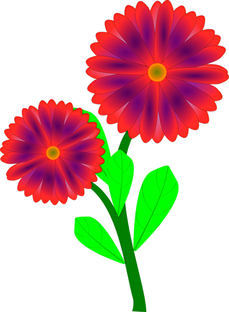 Vibrant Red Flower Clipart with Gradient and Green Accents Wallpaper