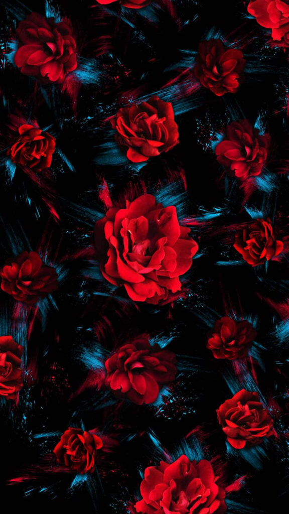 Vibrant Red Flowers on Dark Background - Stunning Floral Wallpaper
