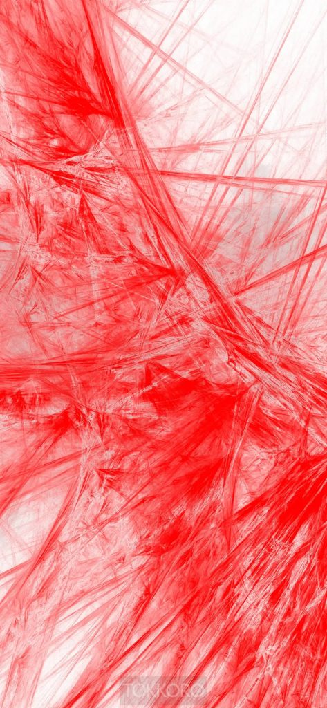 Abstract iPhone wallpaper with vibrant red fractal lines on white background for bold minimalism