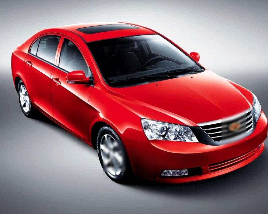 Vibrant Red Geely Car Wallpaper: Sleek Design Against Neutral Background