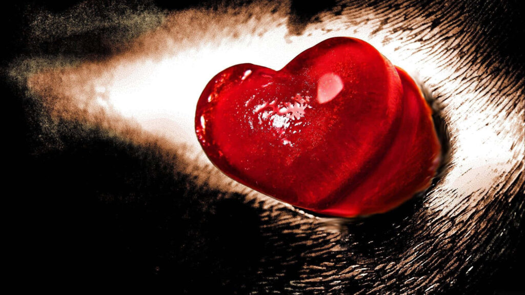 Vibrant Red Heart 3D Illustration on Dramatic Textured Wallpaper
