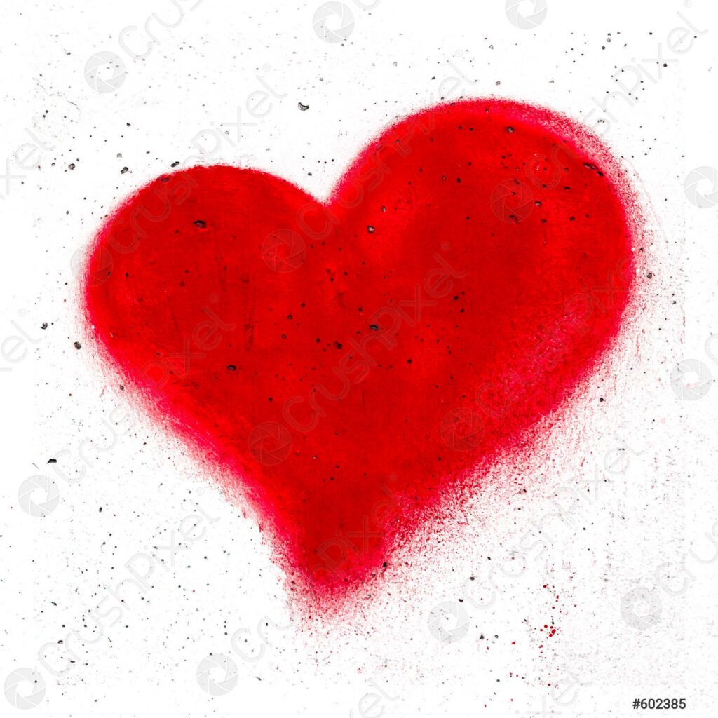 Vibrant Red Grunge Heart Wallpaper with Textured Paint Splatters