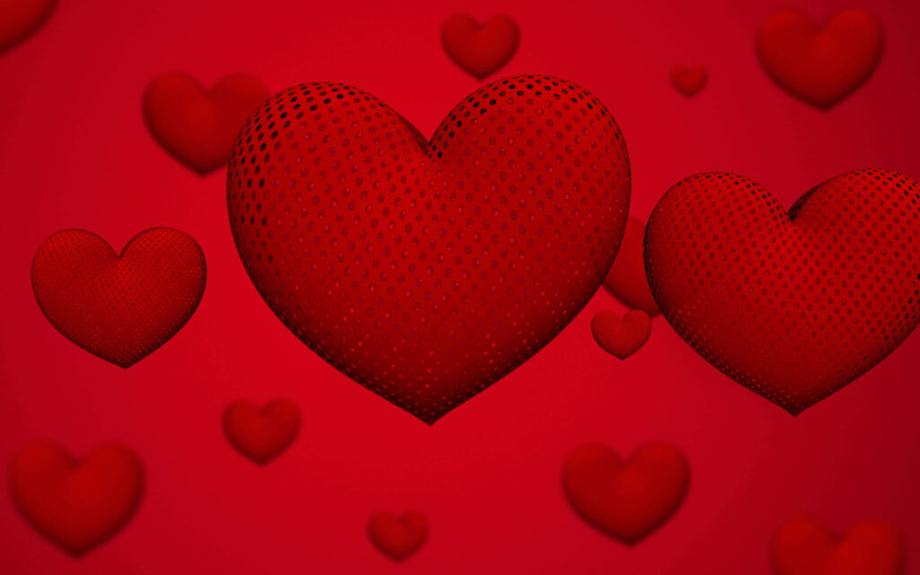 Vibrant Red 3D Hearts Wallpaper Background for a Romantic Atmosphere