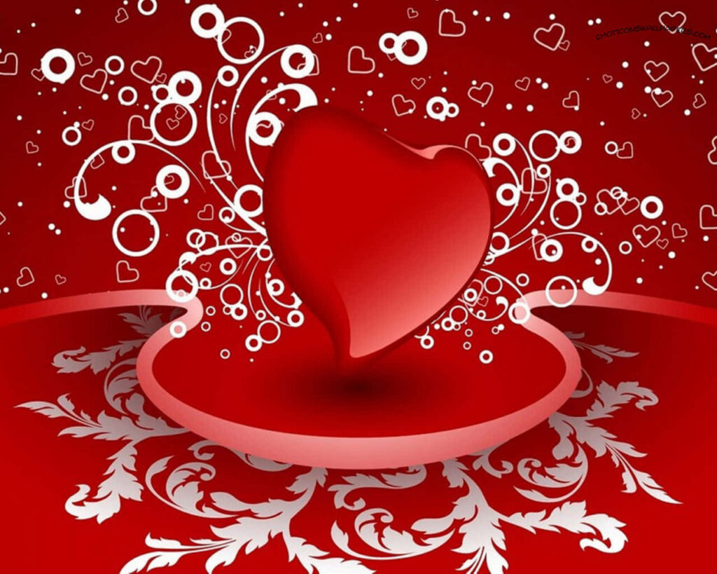 Vibrant Red Heart Wallpaper: Romantic Valentine Floral Design