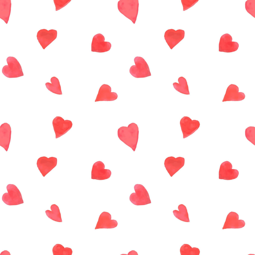 Vibrant Red Hearts Seamless Wallpaper on Clean White Background