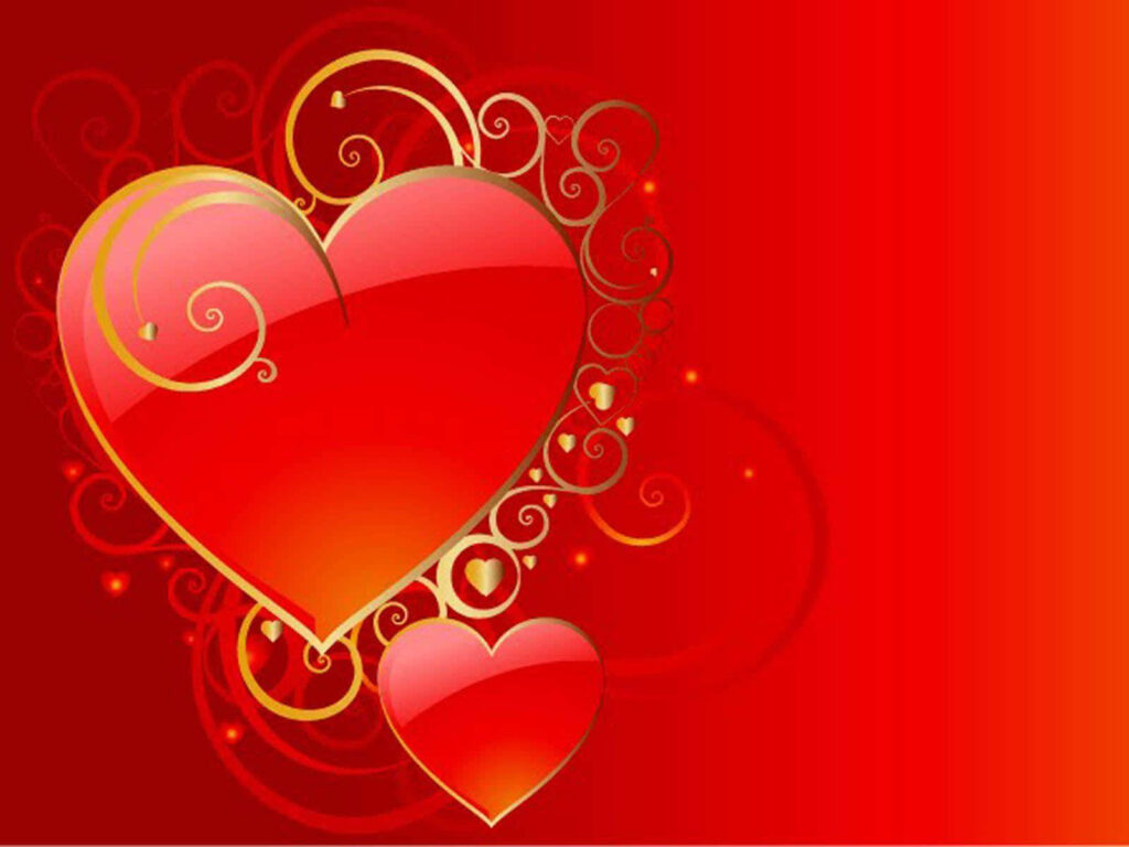 Romantic Red Hearts Wallpaper: Love & Elegance in Golden Swirls