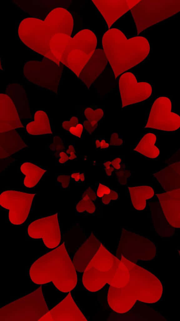 Vibrant Red Hearts Wallpaper: Mesmerizing Romantic Design on Black