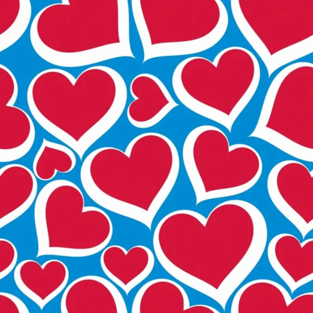 Cheerful Red Hearts Wallpaper on Bright Blue Background