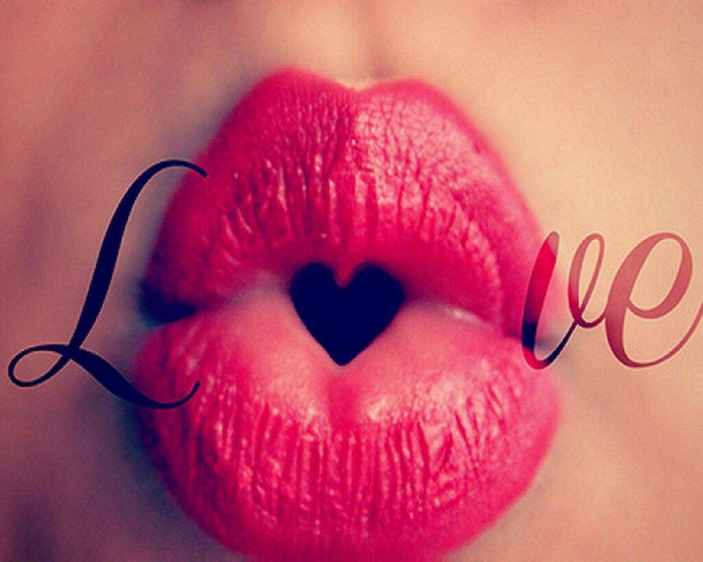 Vibrant Red Lips Heart Wallpaper: Stylish Love Design for WhatsApp DP