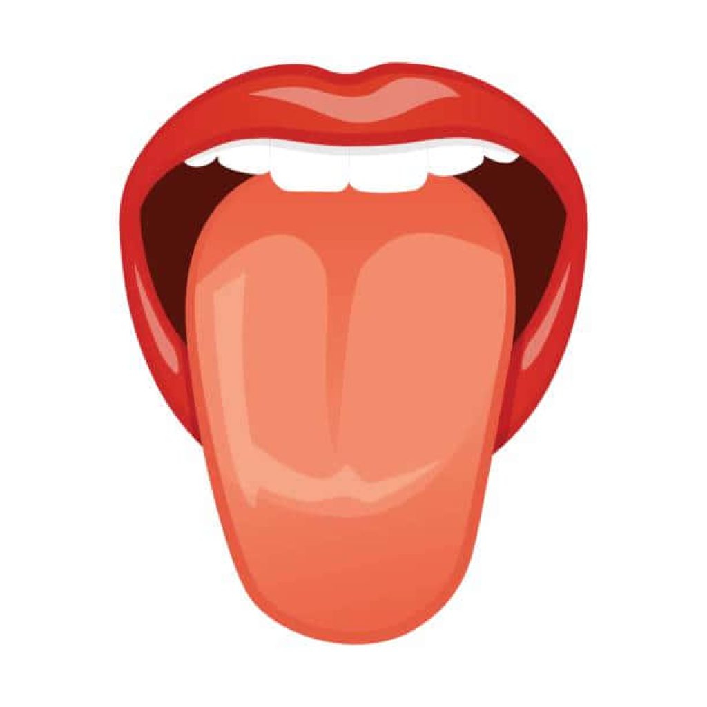 Vibrant red lips with playful tongue out vector illustration emoji style wallpaper background