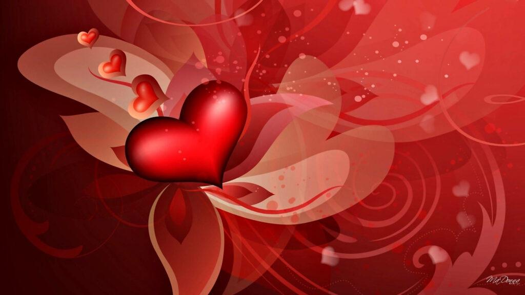 Vibrant Red Love Heart Wallpaper: Romantic Artistic Background Design