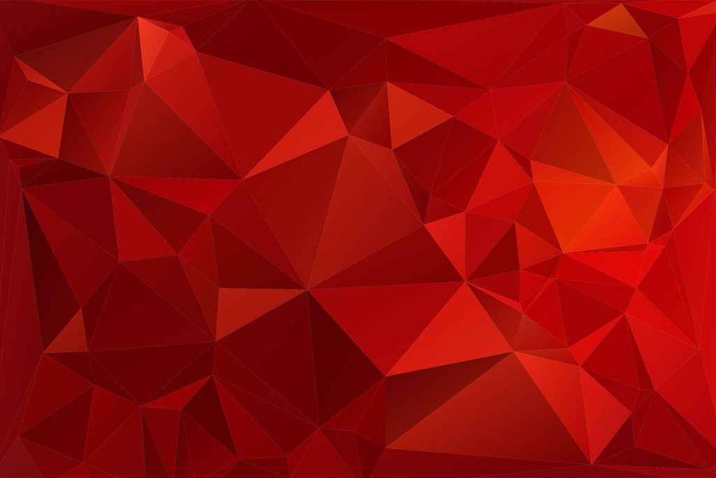Vibrant red low-poly geometric wallpaper with faceted diamond shapes in crimson and scarlet