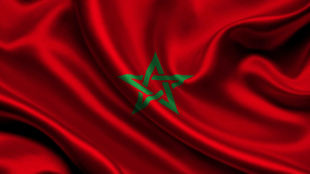 Silky Red Morocco Flag Wallpaper: Vibrant Heritage Background